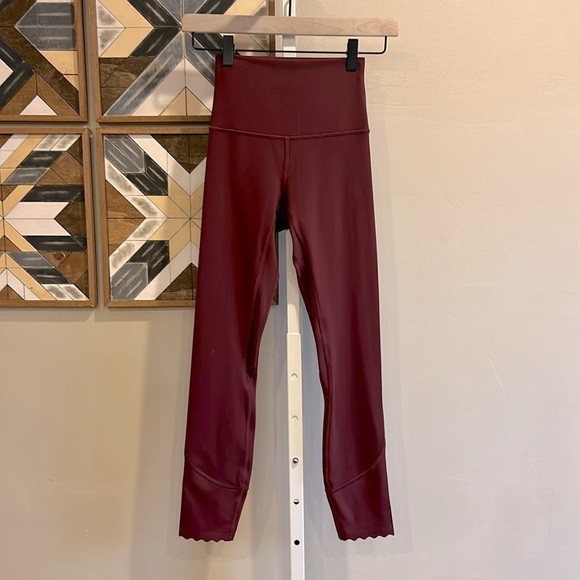 Lululemon Align High-Rise Pant 25" Scalloped Hem Burgundy Red Merlot Nulu 2 - Picture 1 of 5
